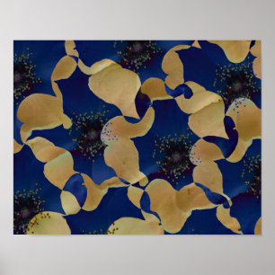 Art des Blumenmusters in Beige und Blau/Blume Poster