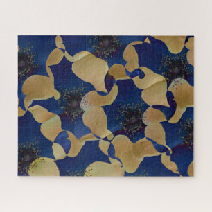 Art des Blumenmusters in Beige und Blau/Blume Puzzle
