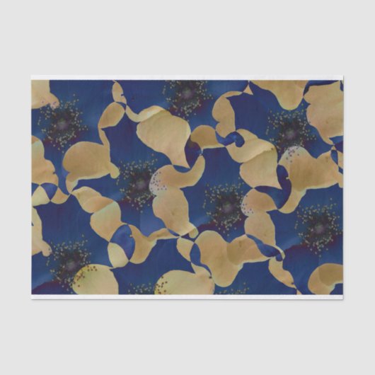 Art des Blumenmusters in Beige und Blau/Blume Seidenpapier (Vorderseite)