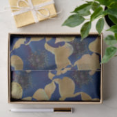 Art des Blumenmusters in Beige und Blau/Blume Seidenpapier (Geschenk)