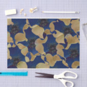 Art des Blumenmusters in Beige und Blau/Blume Seidenpapier (Handwerk)
