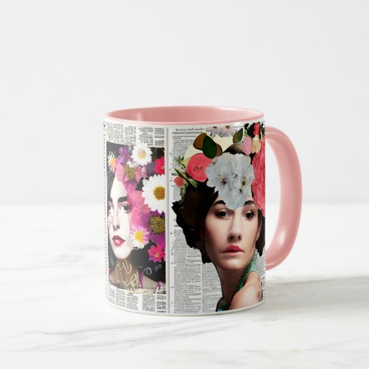 Art des Papierstapels | Frauen und Blume Tasse (VorderseiteRechts)