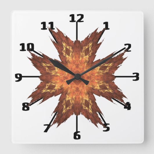 Art Design des Roten Orangen Fraktals im Südwesten Quadratische Wanduhr (Vorderseite)