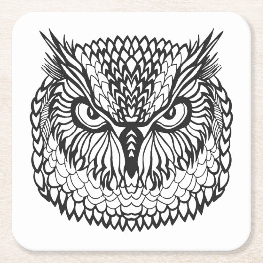 Art-Eagle-Eulen-Kopf Rechteckiger Pappuntersetzer (Vorderseite)