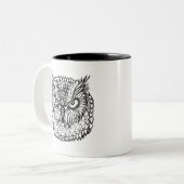 Art-Eagle-Eulen-Kopf Zweifarbige Tasse (Vorderseite Links)