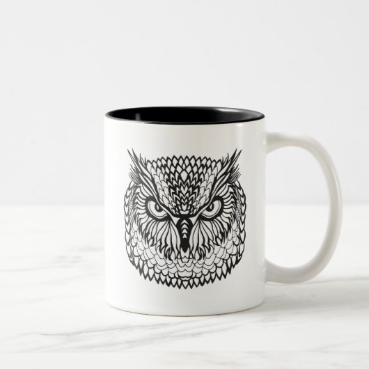 Art-Eagle-Eulen-Kopf Zweifarbige Tasse (Rechts)