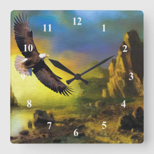 Art Eagle Soaring Wall Clock Quadratische Wanduhr