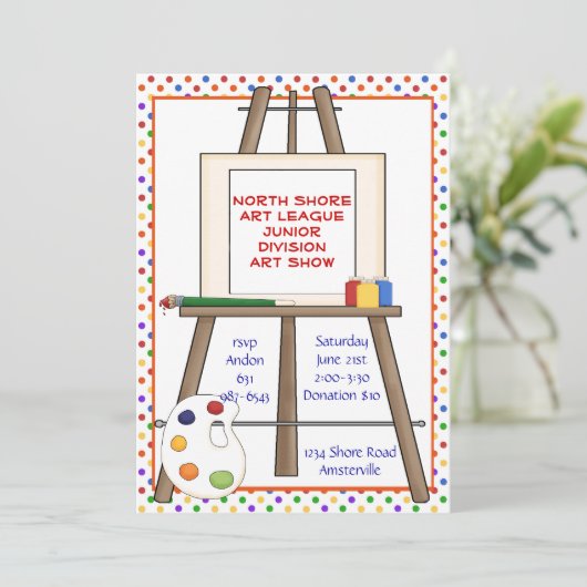 Art Easel Einladung. Einladung (Stehend Vorderseite)