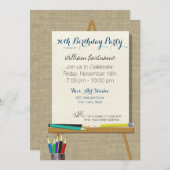Art Easel Zeichnend Party Einladung (Vorne/Hinten)