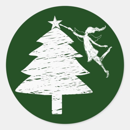 Art Fairy Christmas Tree Runder Aufkleber (Vorderseite)