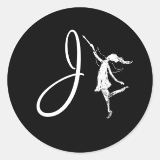 Art Fairy Initial: J Runder Aufkleber