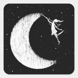 Art Fairy: Malen des Mondes Quadratischer Aufkleber