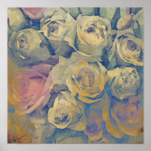 art floral vintage colorful background poster