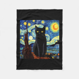 Art Funny Black Cat Painting Artist Van Gogh Starr Fleecedecke