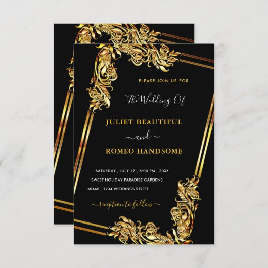 Art Gerahmt Black Gold Hochzeitsvorlage (Vorne/Hinten)