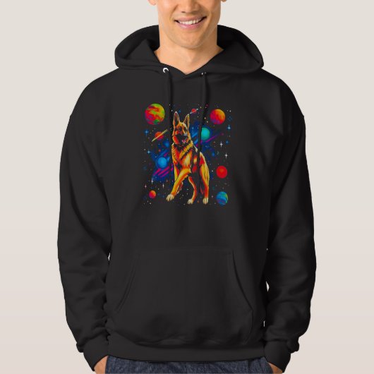 Art German Shepherd Dog Cosmos Galaxy Space Planet Hoodie (Vorderseite)