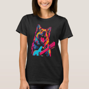 Art German Shepherd Dog Guitarist T-Shirt