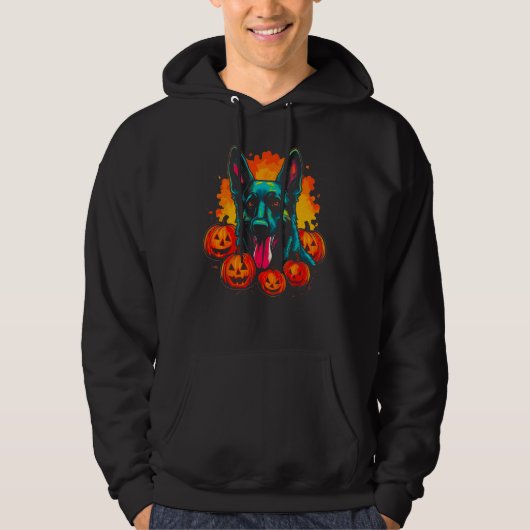 Art German Shepherd Dog Halloween Pumpkin Hoodie (Vorderseite)