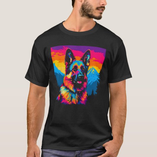 Art German Shepherd Dog Mountain T-Shirt (Vorderseite)