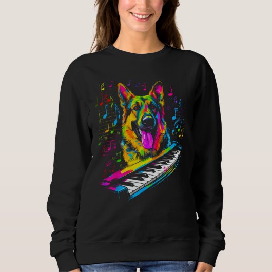 Art German Shepherd Dog Piano Pianist Sweatshirt (Vorderseite)
