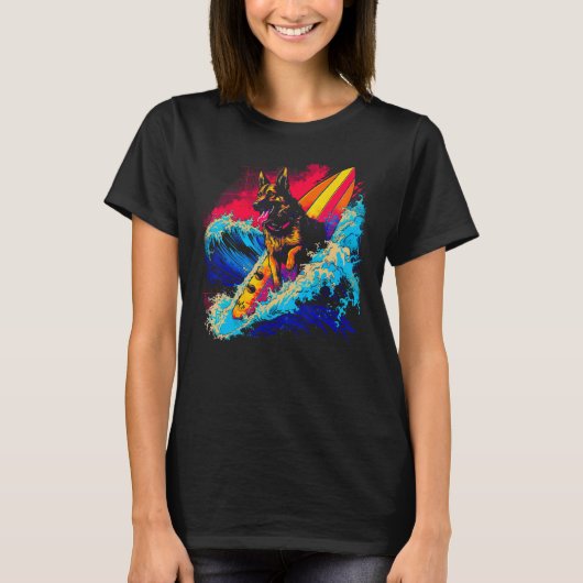 Art German Shepherd Dog Surf T-Shirt (Vorderseite)