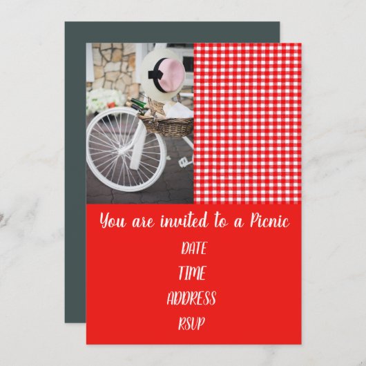 Art-Gingham-Party des Picknickmittagessens Einladung (Vorne/Hinten)