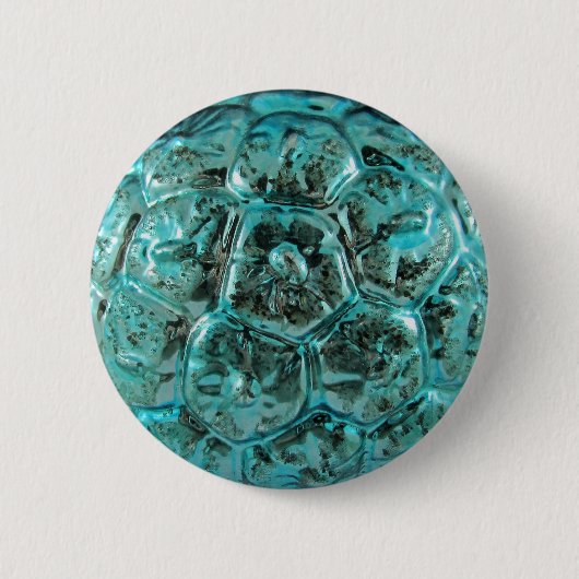 Art Glass Aqua Selten Dekoration Weihnachtsball Button (Vorderseite)