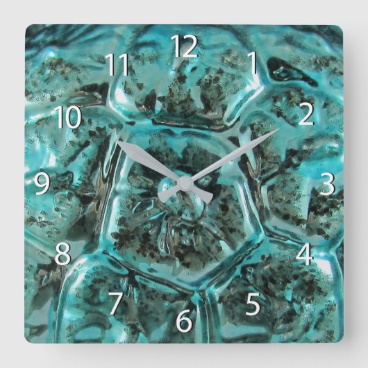 Art Glass Aquamarin Aquamarin Blue Jewel Turtle - Quadratische Wanduhr (Vorderseite)