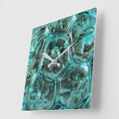 Art Glass Aquamarin Blue Jewel Turtle Muschel Quadratische Wanduhr (Winkel)