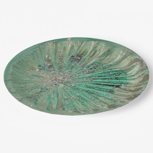 Art Glass Aquamarin Icy Aqua Jewel Hochzeitsessen Pappteller (Schrägansicht)