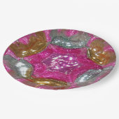 Art Glass Art Deco Yummy Pink Jewel Hochzeitsessen Pappteller (Schrägansicht)