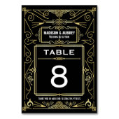Art Gold Black Gatsby 1920er Deko Hochzeitsempfang Tischnummer (Vorderseite)