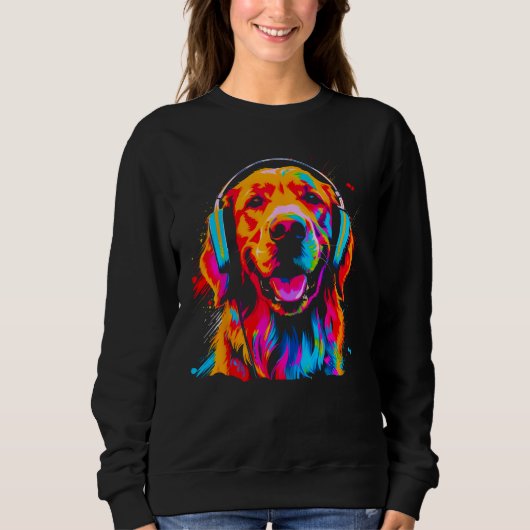 Art Golden Retriever Dog DJ Headset Sweatshirt (Vorderseite)