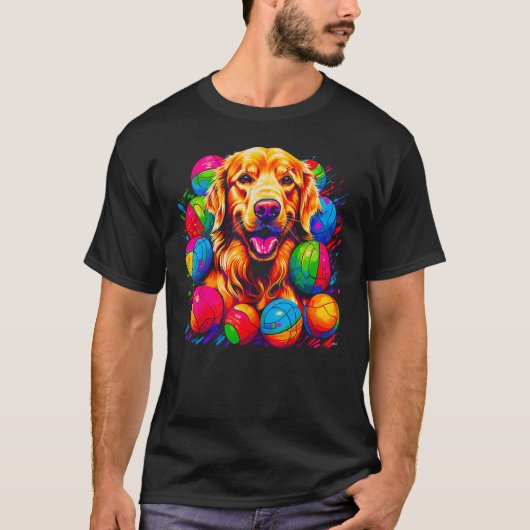 Art Golden Retriever Dog Volleyball T-Shirt (Vorderseite)