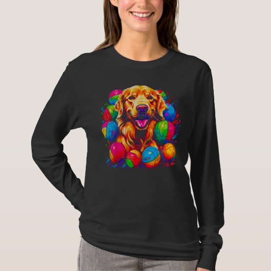 Art Golden Retriever Dog Volleyball T-Shirt (Vorderseite)