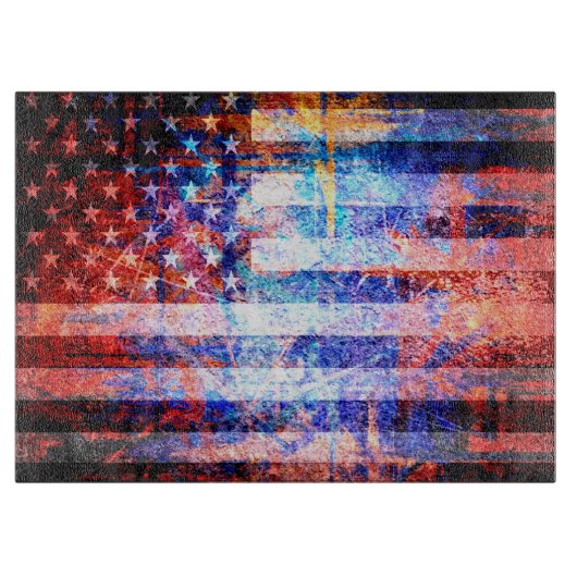 Art Grunge American Flag #2 Schneidebrett (Vorderseite)