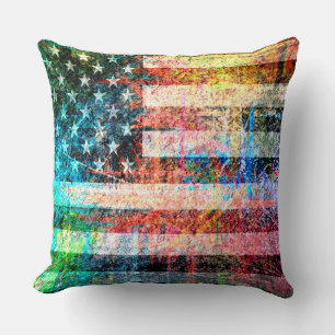 Art Grunge American Flag #3 Kissen