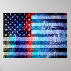 Art Grunge American Flag #7 Poster