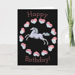 Art Hearts and Horse Niedliche Geburtstag Card Karte