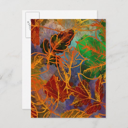 Art Herbst hinterlässt Hintergrund in Regenbogenfa Postkarte (Vorne/Hinten)