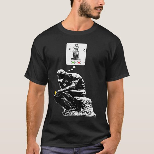 Art History Geek  Rodin Thinker Statue Dating App T-Shirt (Vorderseite)