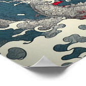Art Hokusai Die Welle mit Drachen Poster (Ecke)