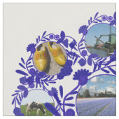 Art-Holland-Bild-Muster Delfts blaues Delftware Stoff (Nahaufnahme)