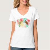 Art Hummingbird und Schmetterlinge und Blume T-Shirt (Vorderseite)