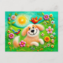 Art Hunde Entspannen in einem farbenfrohen Garten Postkarte