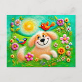 Art Hunde Entspannen in einem farbenfrohen Garten Postkarte (Vorderseite)