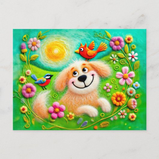 Art Hunde Entspannen in einem farbenfrohen Garten Postkarte (Vorderseite)