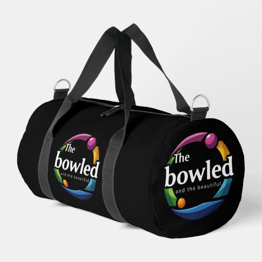 "Art in Motion: Bowling-Logo für Rundrasen, Duffle Bag (Linke Seite)