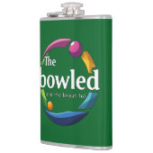 "Art in Motion: Bowling-Logo für Rundrasen, Flachmann (Links)