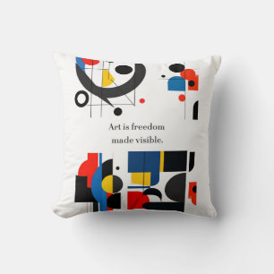 "Art Is Freedom Made Vue" Quote on Abstract Ge Kissen